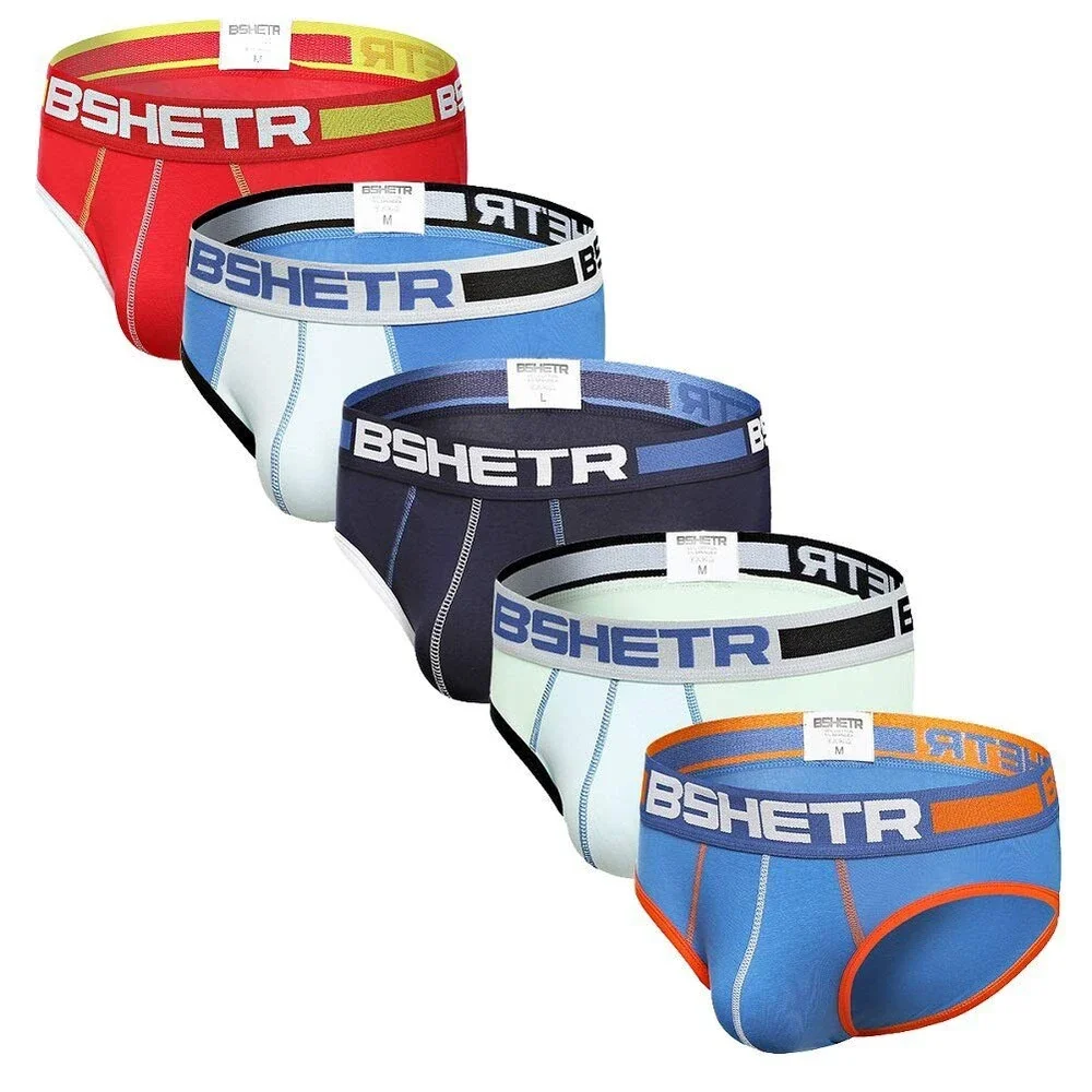 BSHETR Men's Underwear Briefs 5-Pack Cotton Low Rise Multi Color Soft 5PK-L
